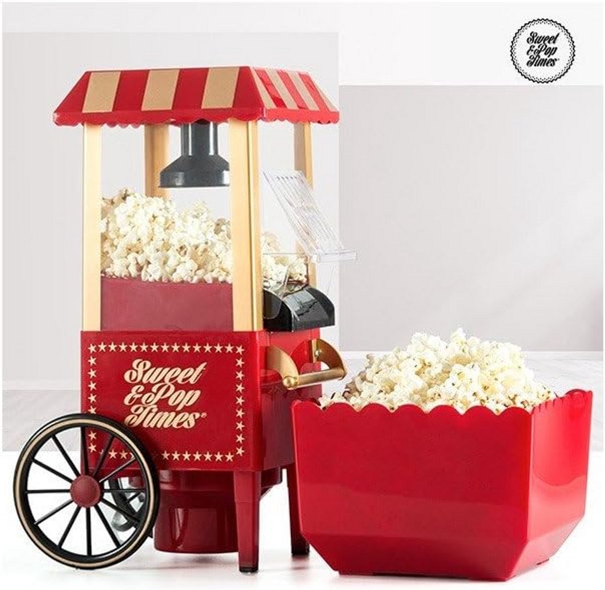 Poppkino Popcornmachine 1200W Rood - Nostalgische Retro Flavour Maker