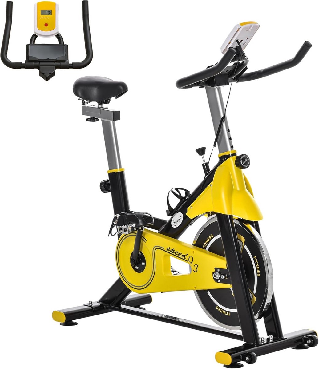 Hometrainer Fiets met LCD Display en Verstelbaar Zadel en Stuur