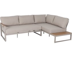 Loungeset 5-zits aluminium en polywood beige Brava 253cm loungebank tuinset