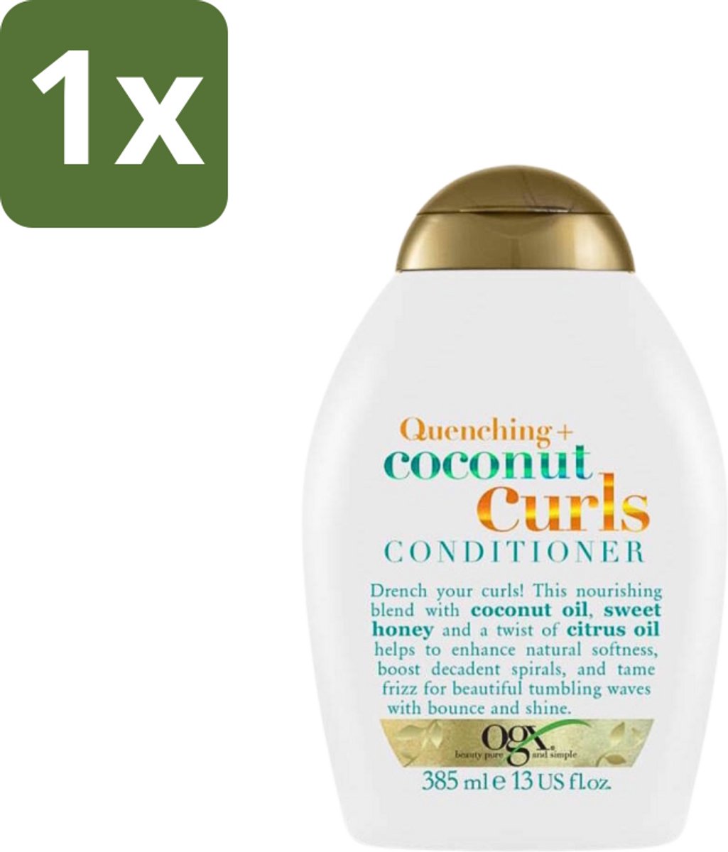 1 x OGX - Coconut Curls - Conditioner - Krulverzorging - Voedend - 385 ml - Krulverzorging - Kokosolie - Kruldefinitie - Voedend Haar - Anti-pluis