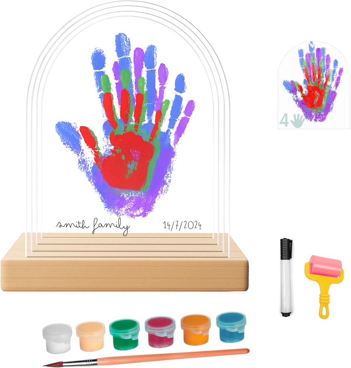 Handafdruk Set voor Familie – Inclusief 4 Laminavellen, Verf en Roller voor Gietmallen