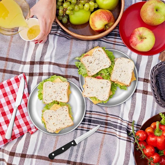 2 Persoons Bestekset (10-delig) - Campingset Voor 2 Personen - Lepels,Messen, Vorken, Steakmessen - 10 Delen RVS Bestek - Inclusief Draagtas - Voor Picknick & Reizen - zilver — afbeelding 4