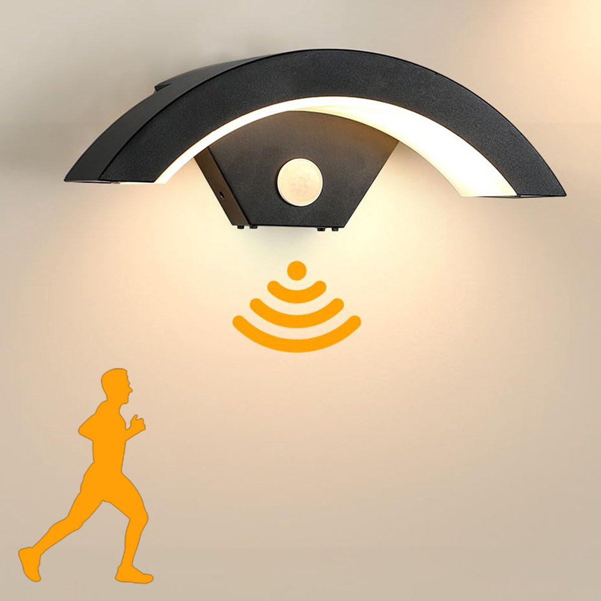 LED-wandlamp voor buiten - met bewegingssensor - 24W - Warm wit licht - 3000K - IP65 waterdicht - voor voordeur, tuin, veranda, entree en terras