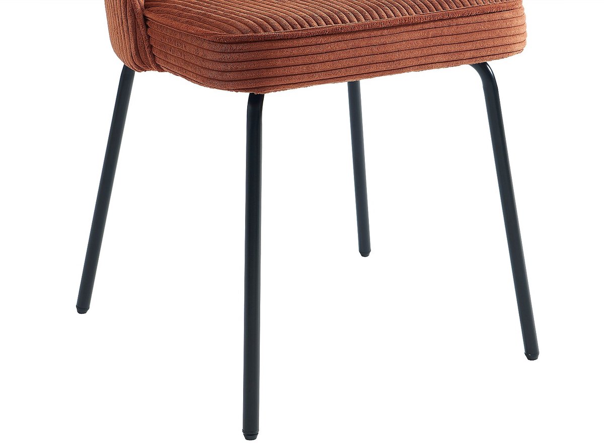 Vente-unique Set van 6 stoelen van ribfluweel en zwart metaal - Terracotta - ALPALI