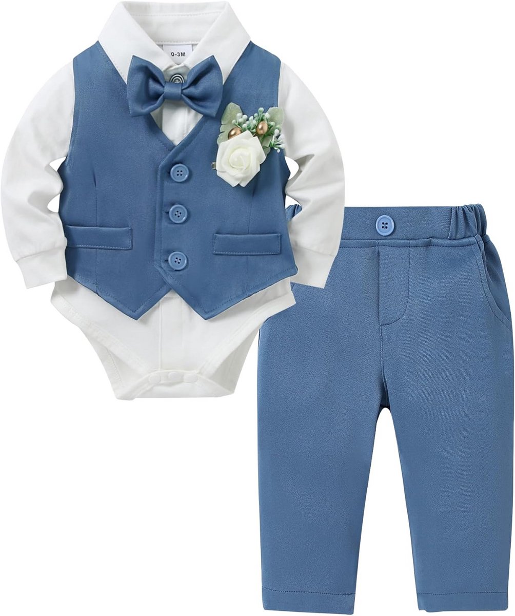 Babysuit Set 5-Delig: Rompertje, Vest, Strik en Pantalon voor Jongens (0-18 maanden)