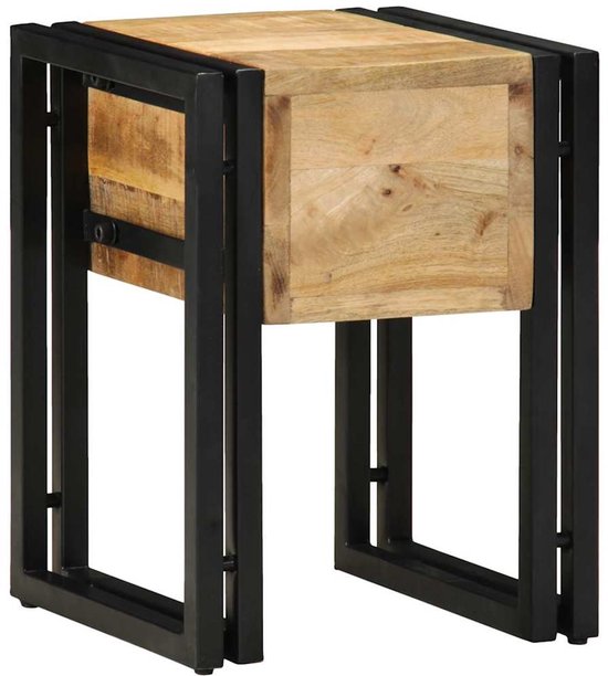 vidaXL - Bijzettafel - Bruin - en - Zwart - 30 - x - 30 - x - 40 - cm - Massief - Mango - Hout