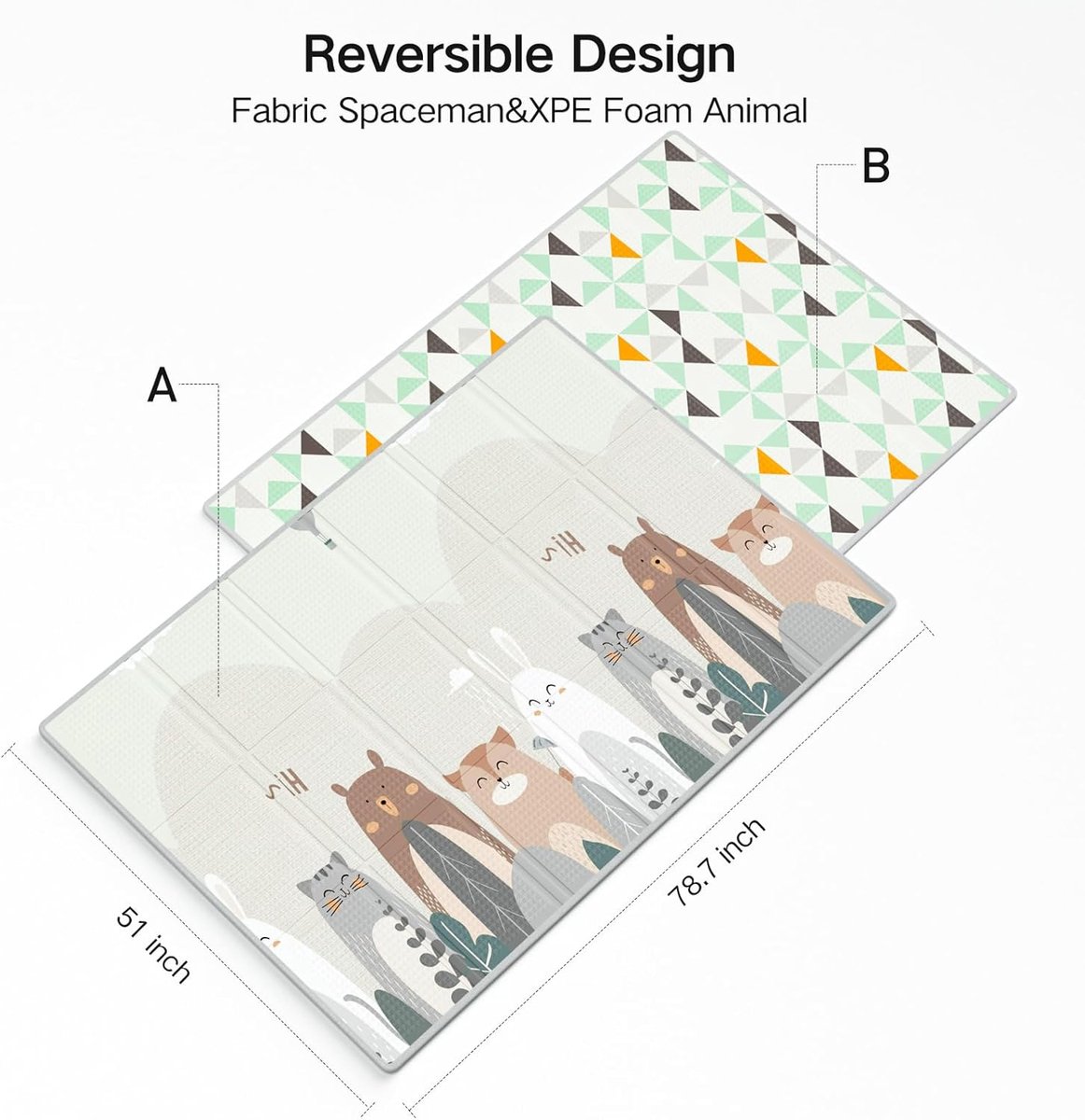 200 x 130 cm opvouwbaar tapijt met draagtasWaterdicht kindertapijt, , speelmat voor kinderen, antislip speelmat met versterkte randen, zachte speelmat voor baby's — afbeelding 6