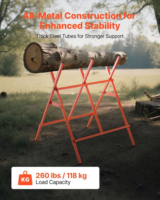 Inklapbare Zaagpaal, Set Van 2, 118 kg Draagvermogen, Instelbare Hoogte Met Stabiele Poten en Antislip Matten, Ideaal voor Houtbewerking, Timmerwerk en Aannemersprojecten — afbeelding 4
