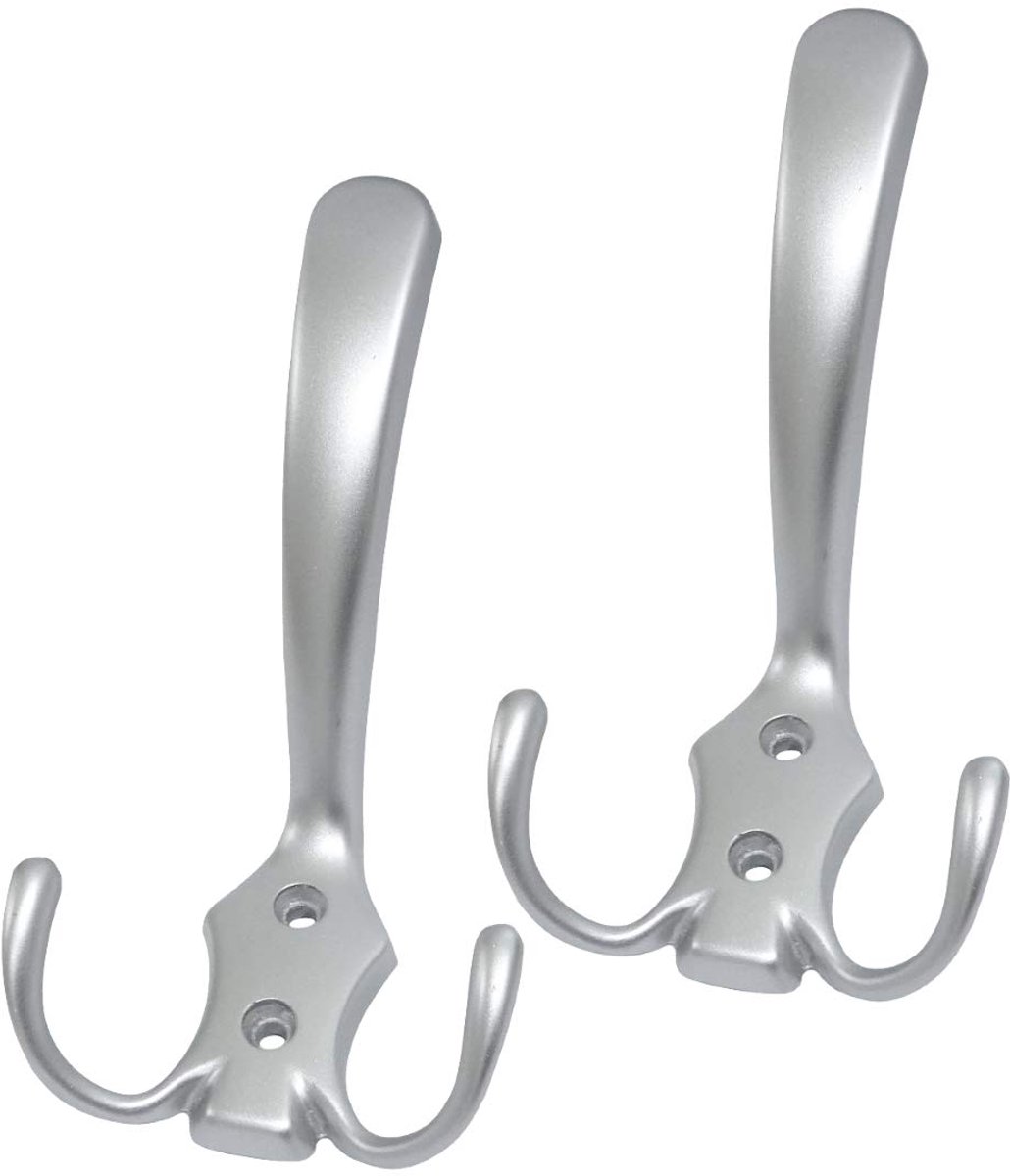 : 2 x wandhaken van metaal, kapstokhaken Saloum, kleur zilver mat, 110-62 mm, C41417