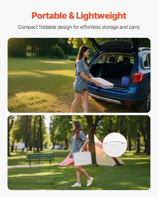 Opvouwbare kampeertafel, in hoogte verstelbare draagbare bijzettafel, aluminium MDF-buitentafel met gaasplank, draaggreep, lichtgewicht en compact voor picknicks, barbecues en koken, 61 x 41 cm, zilverkleurig — afbeelding 5