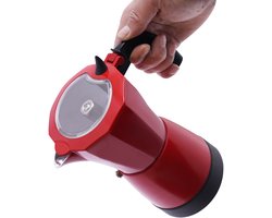 Elektrische Koffiezetter - Espressomachine Moka - Snel Koffie Maken - Voor 6 Kopjes - 300 ml Capaciteit - Rood