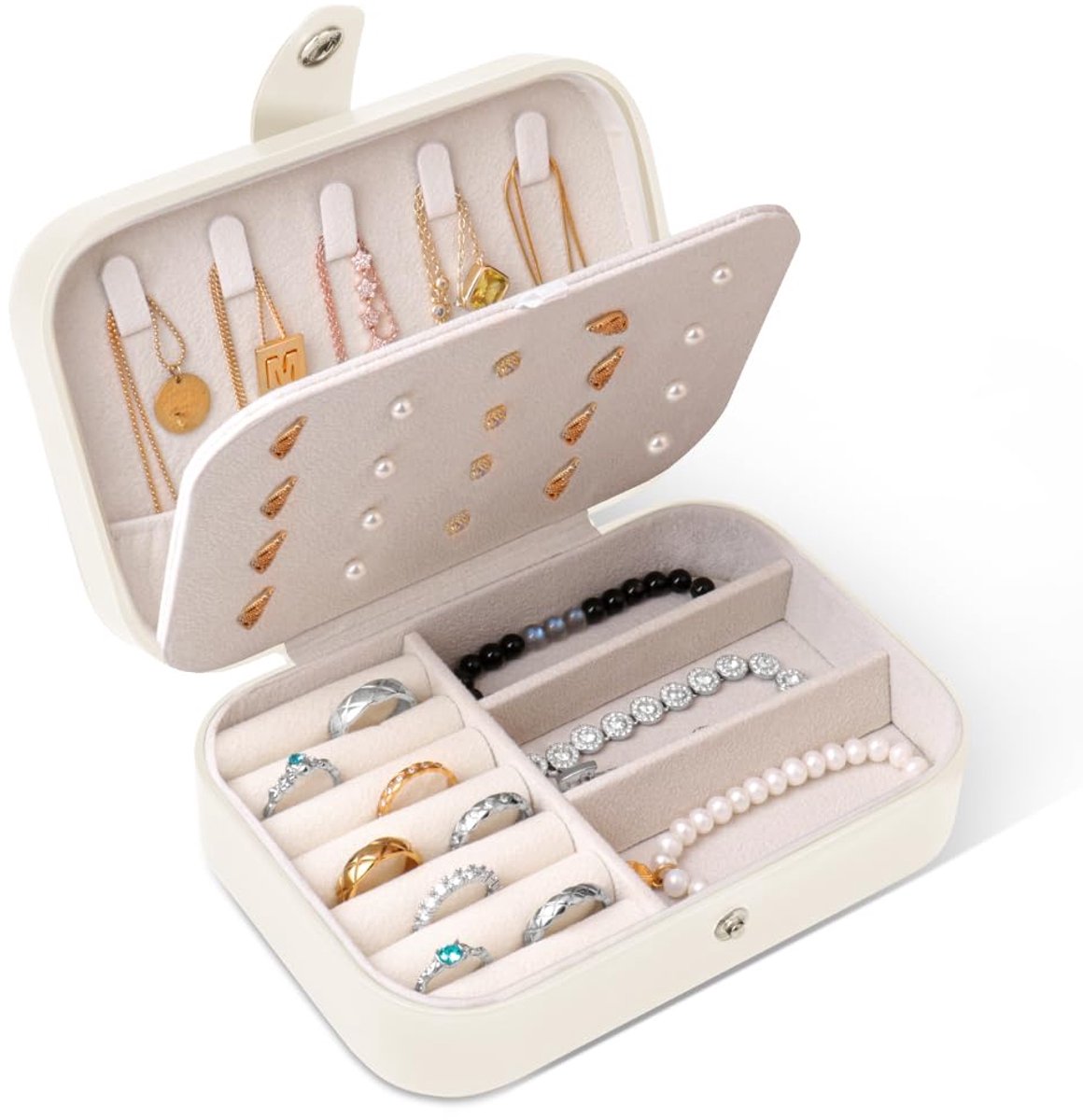 IMPERATORIS® Sieradenkist/Sieradendoos - Juwelendoos - Sieraden Organiser - Horlogebox/Horloge Doos - 11 x 5 cm - Beige
