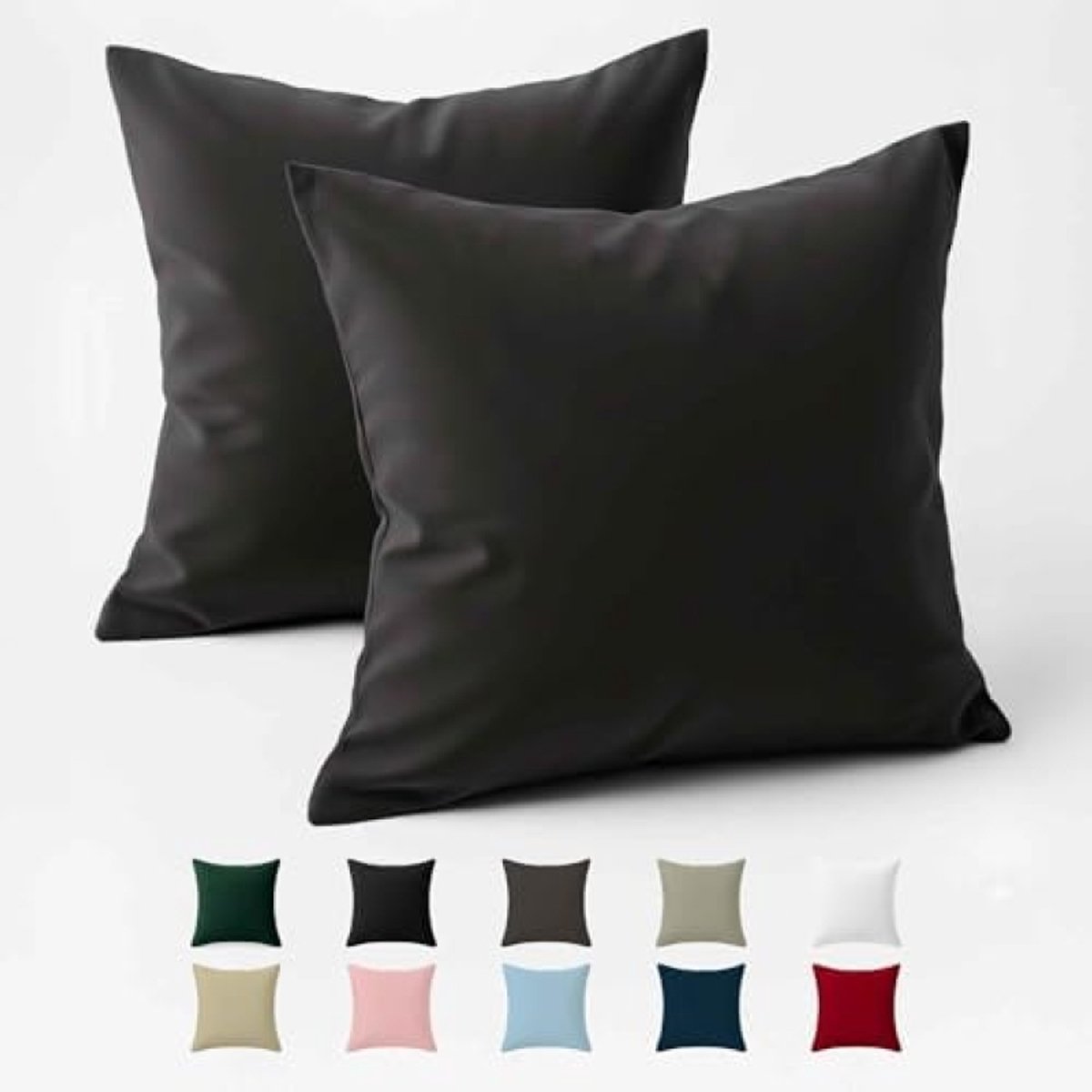 PromoHome Kussenslopen Set van 2 - 65x65 cm - Duurzaam Katoen - Zwart