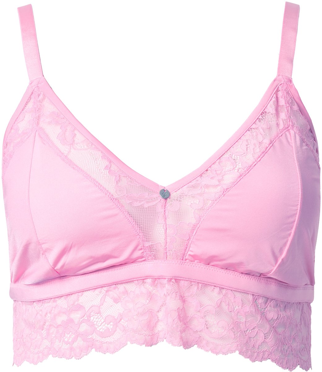 TruYou - Dames - TruYou bralette satijn doorzichtig kant - Roze - Maat 90D