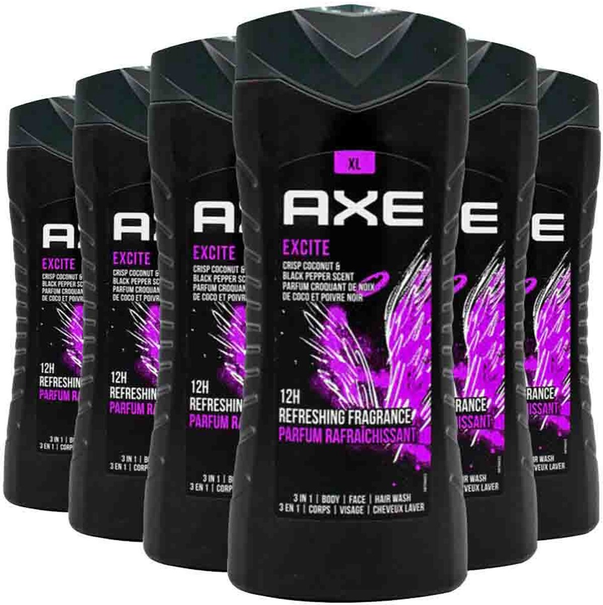 Axe 3in1 Douchegel Excite - 6 x 400 ml - Voordeelverpakking