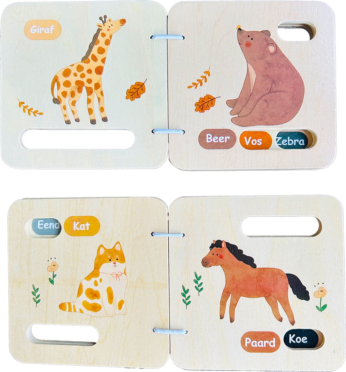 Splendid Uitgeverij® - 2 Houten boekjes - Dieren in het wild & Boerderij - Buggyboekje voor de kleine handjes - 10cm x 10cm - Eerste jaar baby speelgoed - Jongen / Meisje - 0 jaar / 6 maanden / 1 jaar - Kleine cadeautjes - Eerste woordjes — afbeelding 5
