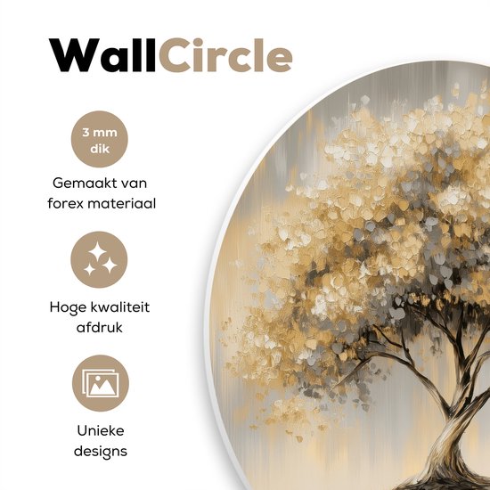 Gedetailleerde foto van de WallCircle schilderij met tekst: 3 mm dik, gemaakt van forex materiaal, hoge kwaliteit afdruk, unieke designs.