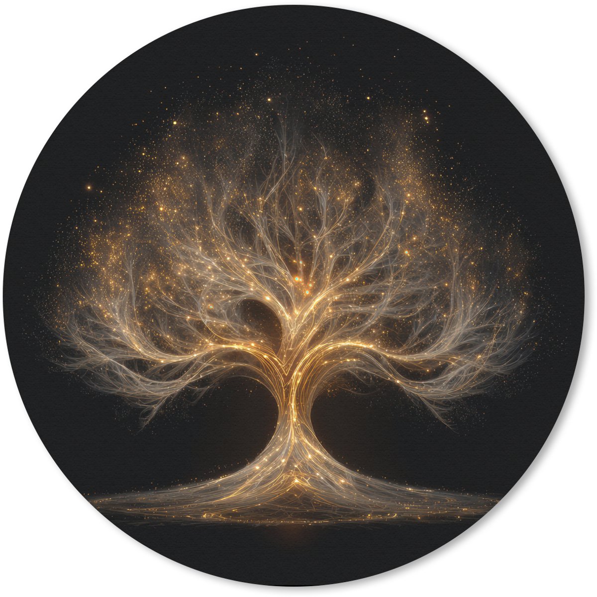Muismat rond 20x20 cm - Mousepad Lichtjes - Boom - Abstract - Zwart - Ronde muismatten