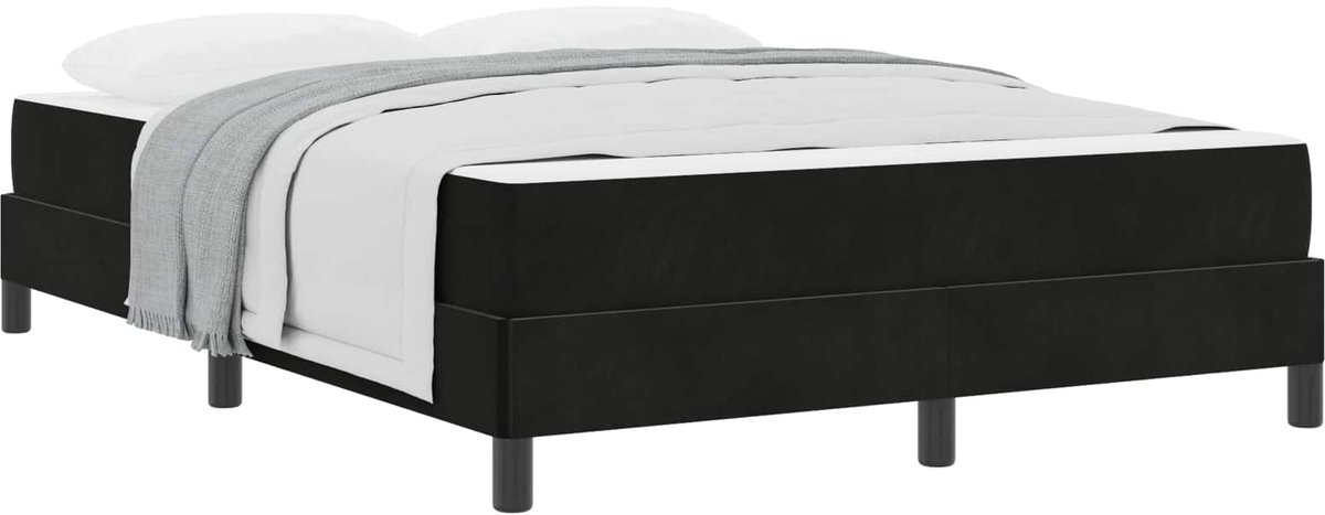 Tweepersoonsbed | Dubbelbed | Volwassenenbed | Boxspringbed met matras Zwart 140 x 190 cm Stof