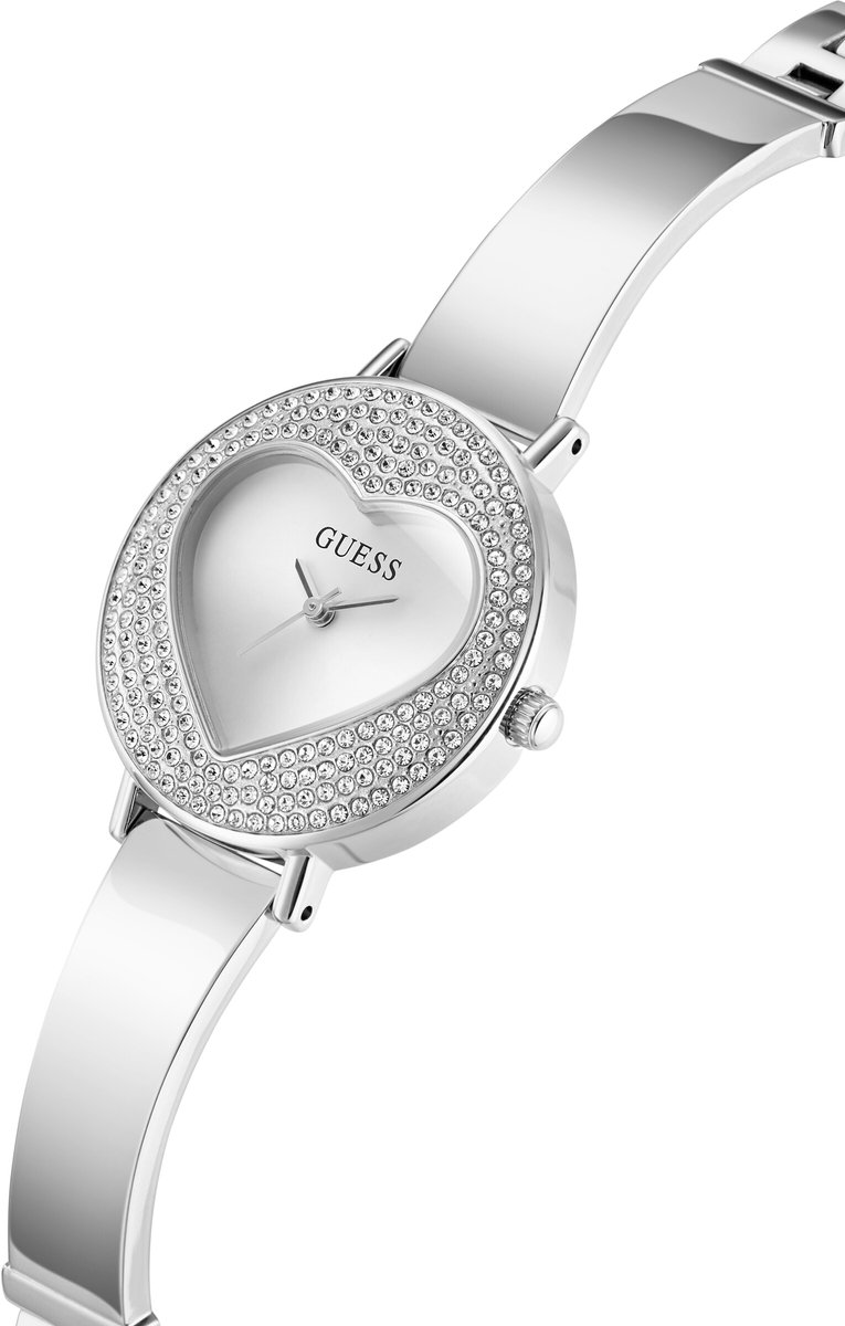 Guess Hartly Quartz Analoog Horloge Zilverkleurig Kast: 100% Gerecycleerd Kunststof | Armband: 100% Gerecycleerd Kunststof 30 mm GW0991L1, GW0991L2