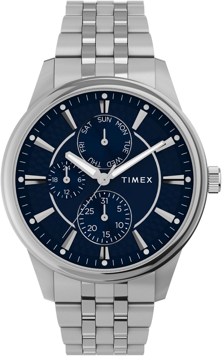 Timex Chicago Quartz Analoog Horloge Zilverkleurig Kast: 100% Roestvrij Staal | Armband 100% Roestvrij Staal 45 mm TW2Y21500AJ