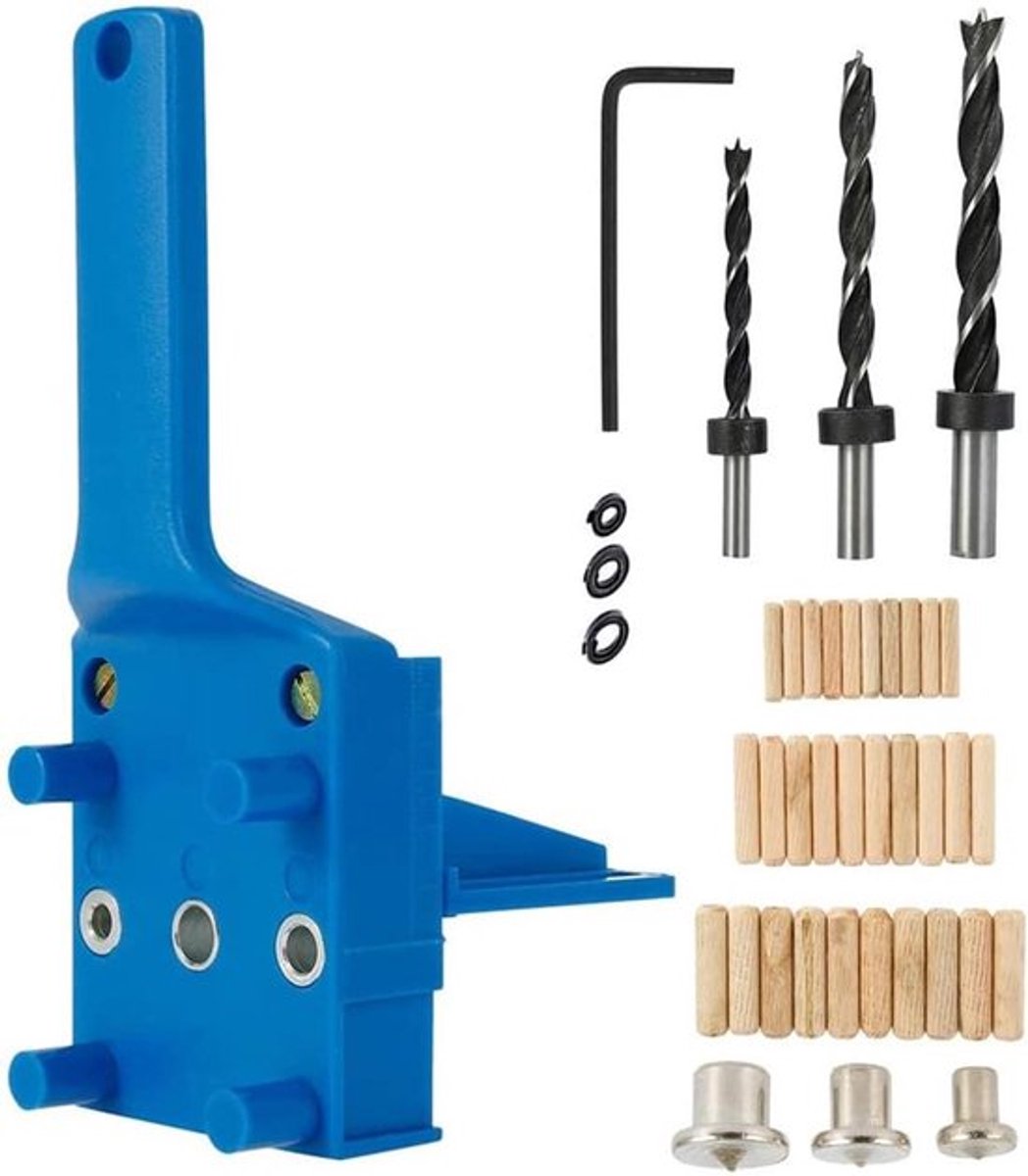 41-delige Houtbewerking Dowel Jig Kit 6/8/10mm - Handheld Boren Gereedschap - Voor Hand Power Tools - Blauw