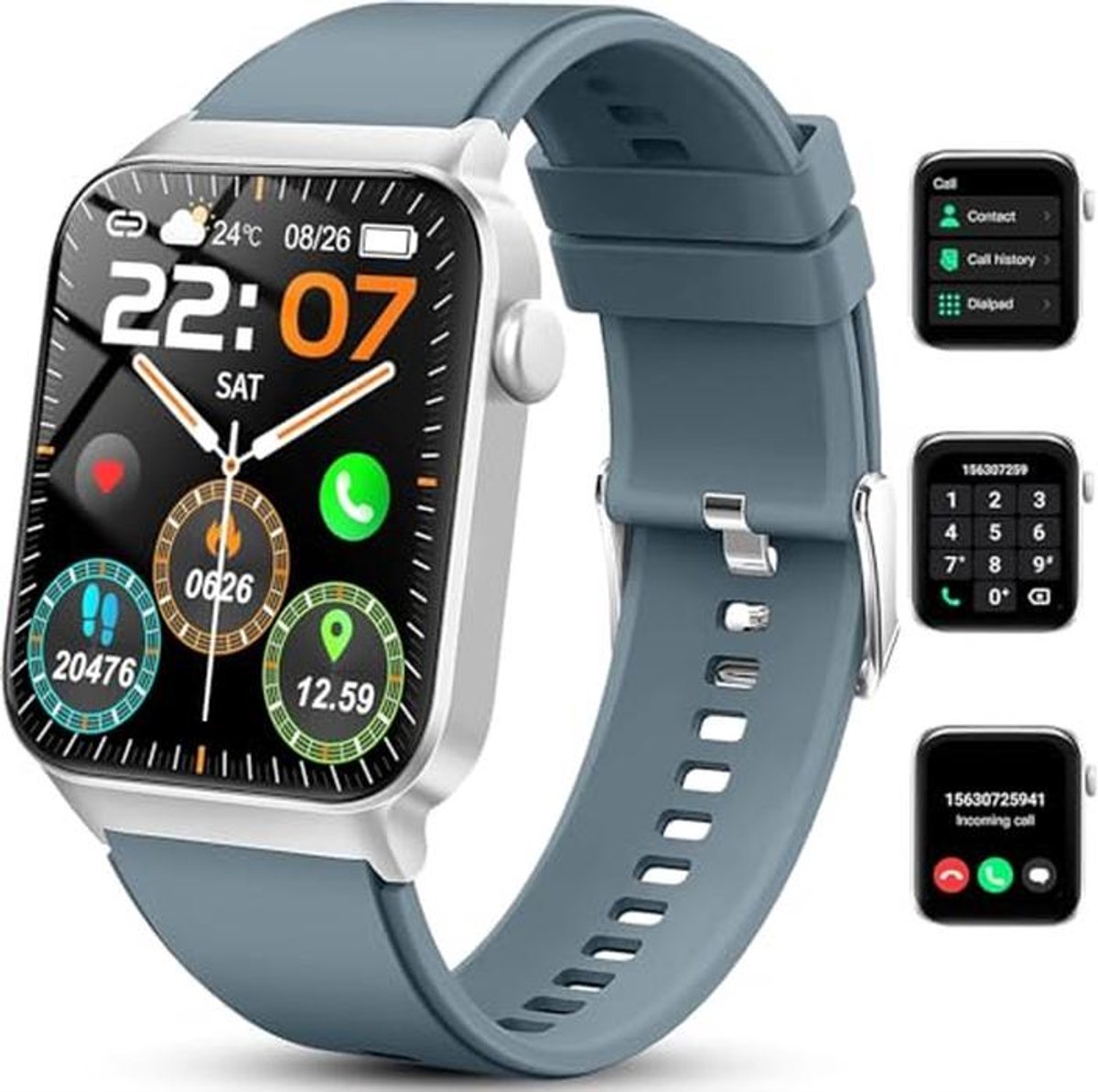 HD Smartwatch voor Dames en Heren - 1,85 Inch Fitnesshorloge met Telefoonfunctie, 113+ Sportmodi, IP68 Waterdicht, Hartslagmonitor en Slaapmonitor