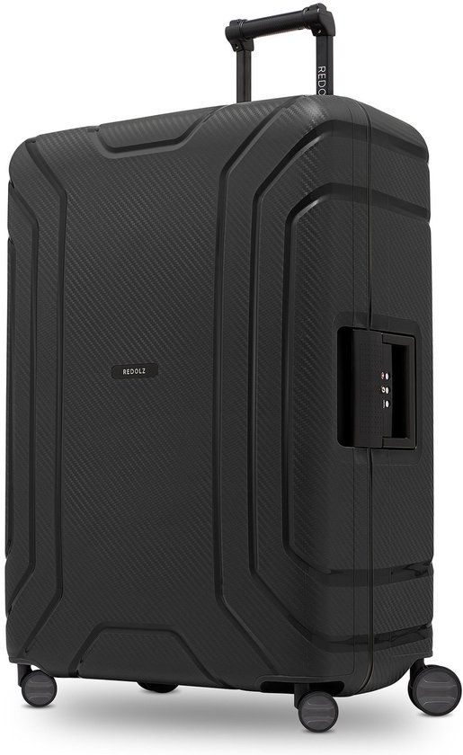 Redolz Essentials 15 4-wiel trolley 75 cm met driepuntsbevestiging - Harde bagage - TSA slot - deep black