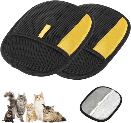 Handschoenen voor het verwijderen van dierenharen, handschoenen voor het verwijderen van kattenharen, 2 stuks, antistatische handschoenen voor het verwijderen van hondenharen, geschikt voor katten en honden.