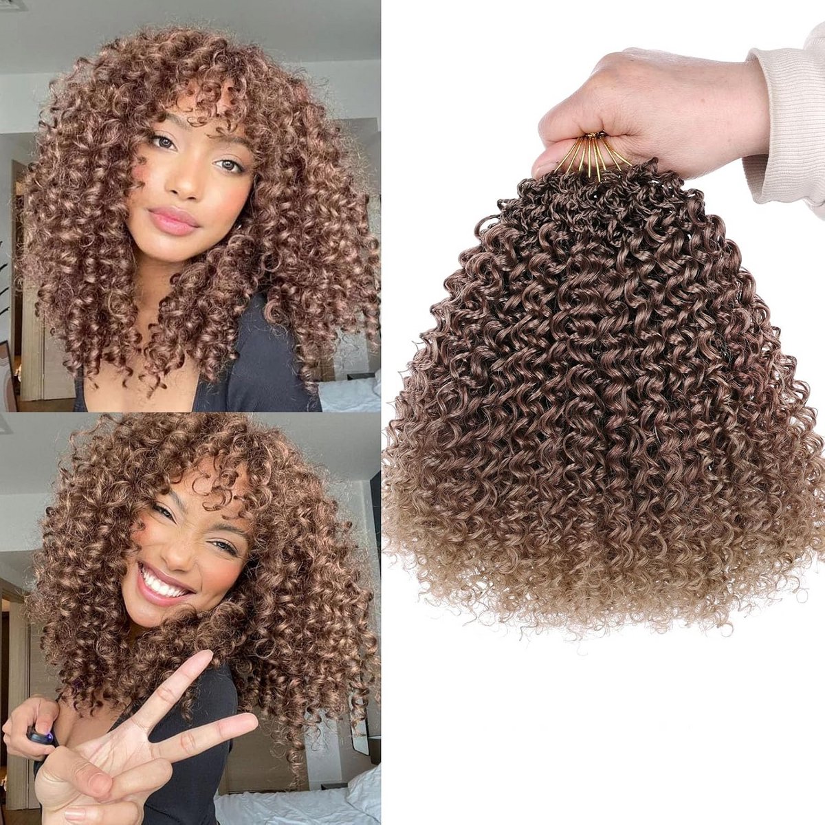 Micro Kinky Krullend Haakvlecht Haar Synthetisch Vooraf Gelust 8 Inch