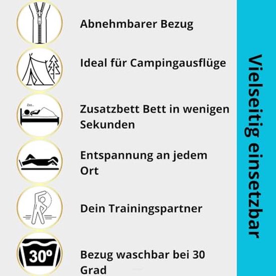Opvouwbare Gastenmatras 180x65x7 cm - Comfortabele Slaapmat voor Camping en Thuis van Unipara — afbeelding 4