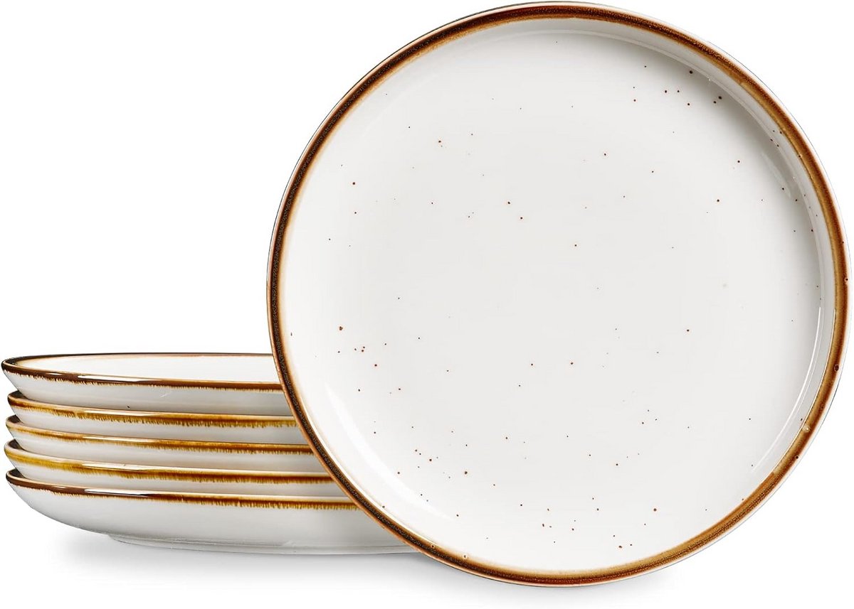 Set van 6 Grote Platte Borden 26,6 cm - Keramische Borden voor Salades, Pasta, Pizza