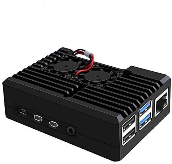 Raspberry Pi 4 Behuizing met Dubbele Ventilator - Passieve Aluminium Koeling voor Raspberry Pi 4 Model B