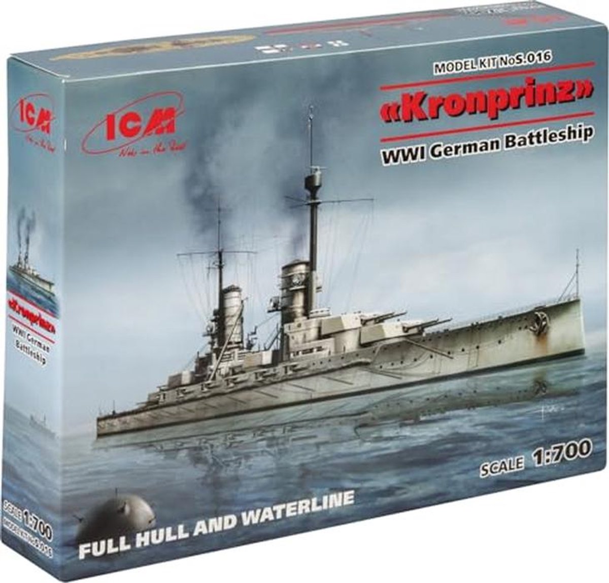 Modelbouwpakket Kronprinz WWI Duitse Battleship Fullhull & Waterline