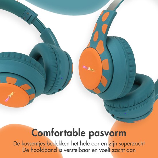 imoshion Kinder Koptelefoon Dino - Bluetooth en Decibelbegrenzer - Draadloze Koptelefoon Kinderen