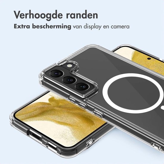 Transparante telefoonhoesjes met verhoogde randen ter bescherming van display en camera.