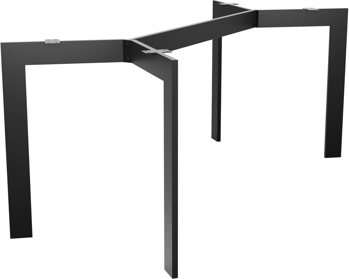 Set van 4 Zwarte Rechthoekige Tafelpoten: Zwaar Belastbaar Stalen Frame voor Eettafel of Bureau (72 cm Hoog)