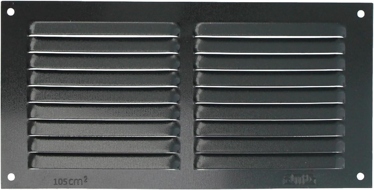 Rechthoekig Ventilatierooster met Muggennet - Zwart Aluminium Rooster voor Afvoer en Luchtuitlaat - 150x300 mm