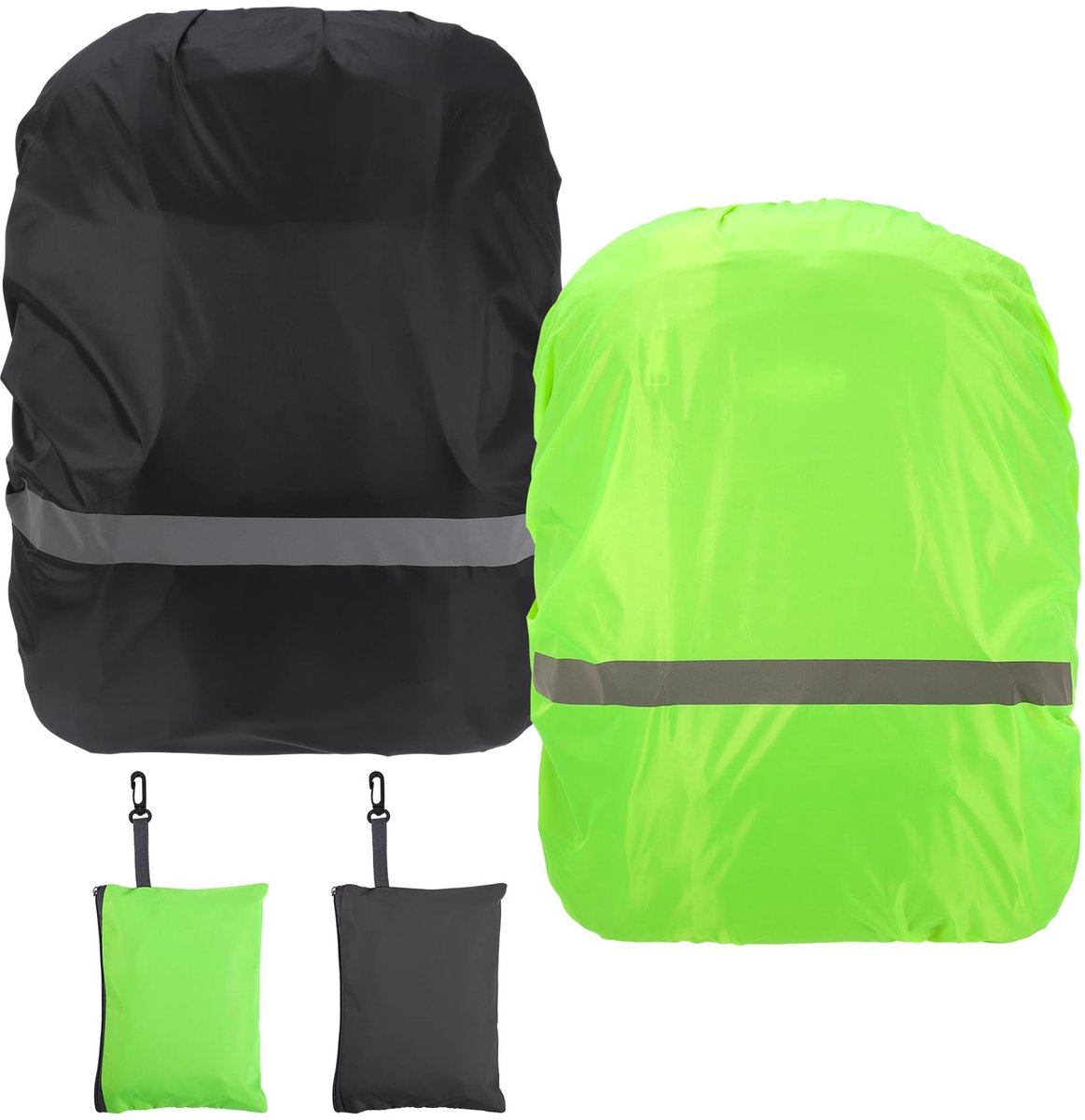 IMPERATORIS® Regenhoes Rugzak - Waterdichte Hoes - Beschermhoes voor Tas - Voor Wandelen en Fietsen - Universele Maat - zwart en lichtgroen