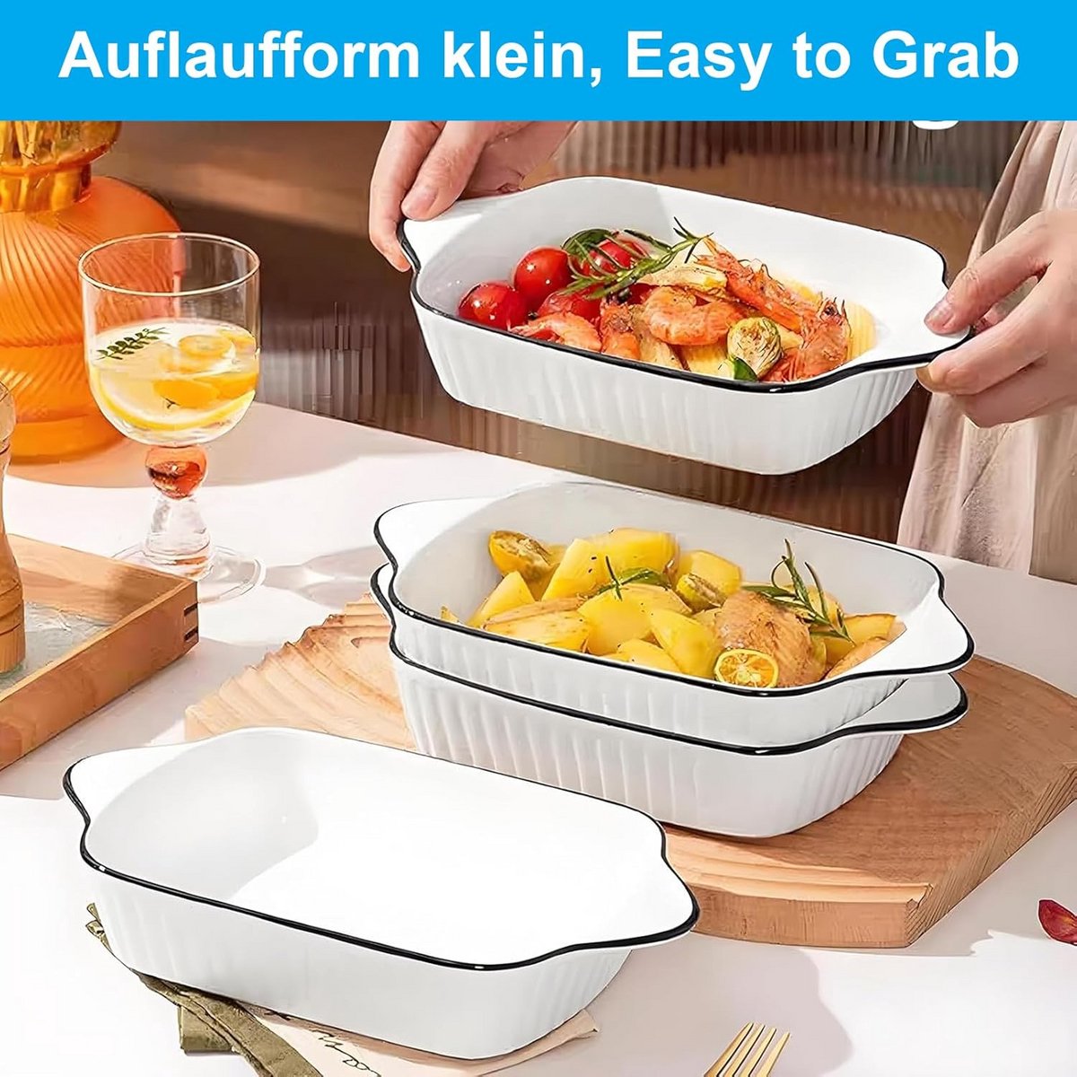 Set van 4 Kleine Keramische Ovenschalen voor Gratin en Desserts — cadeau in Kookcadeaus - foto 3