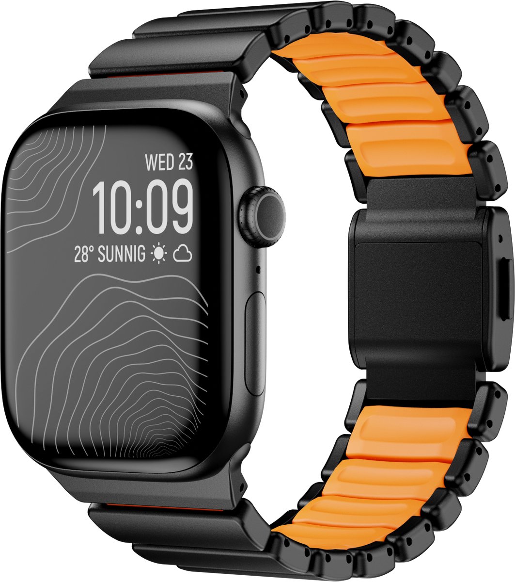 Stravo Premium Magnetisch Titanium Horlogeband met Siliconen Binnenlaag voor Apple Watch 46mm (Series 10/11) / 45mm (Series 7/8/9) / 44mm (Series 4/5/6/SE) / 49mm (Ultra 1/2/3)