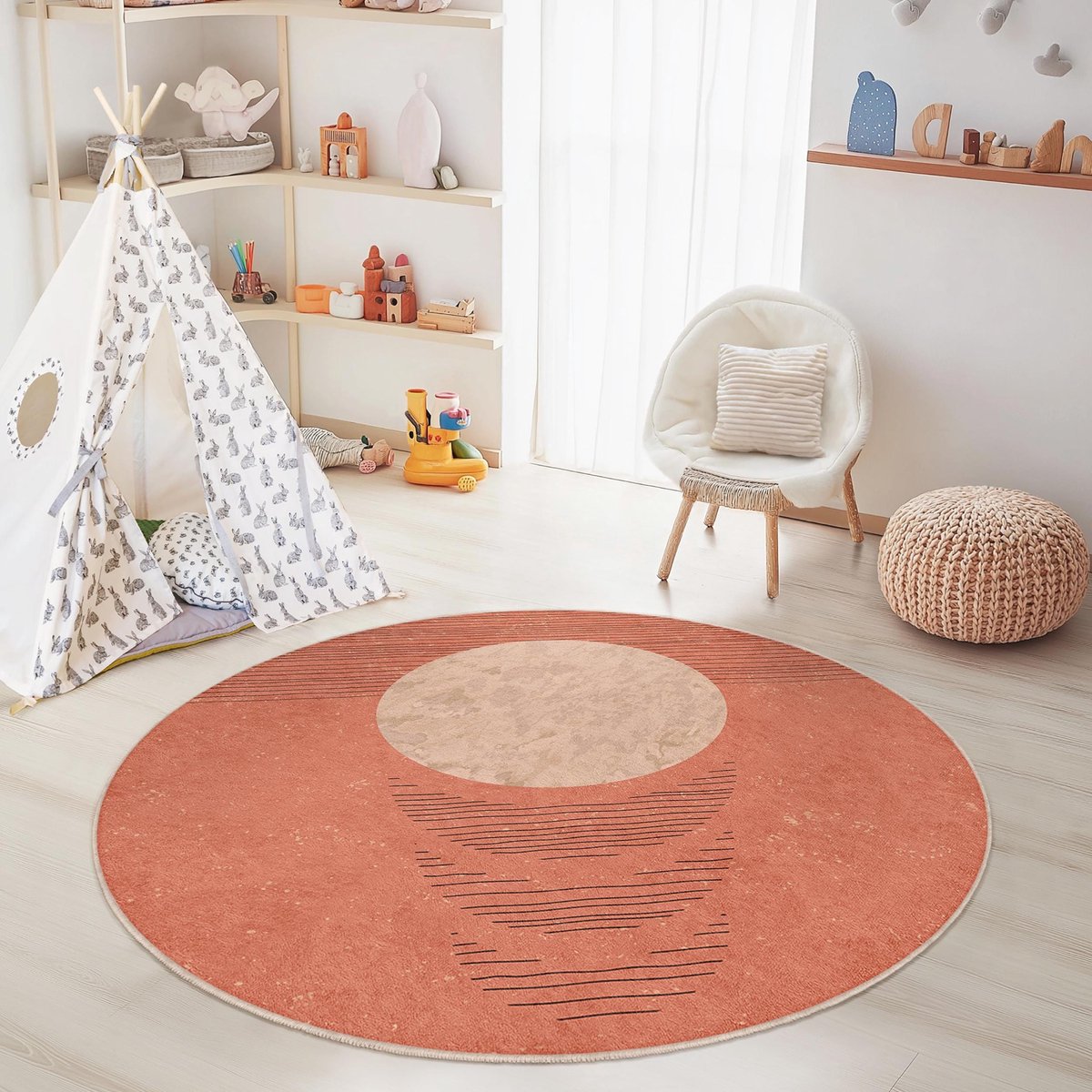 Mila Home - Kindertapijt Rond - Vloerkleed Kinderkamer Tapijt - Speeltapijt - Wasbaar - Antislip - OEKO-TEX Gecertificeerd - 649 3