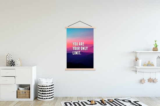 Porte-affiche avec affiche - Affiche scolaire - Proverbes - Citations - 'Tu es ta seule limite' - 120x180 cm - Lattes vierges
