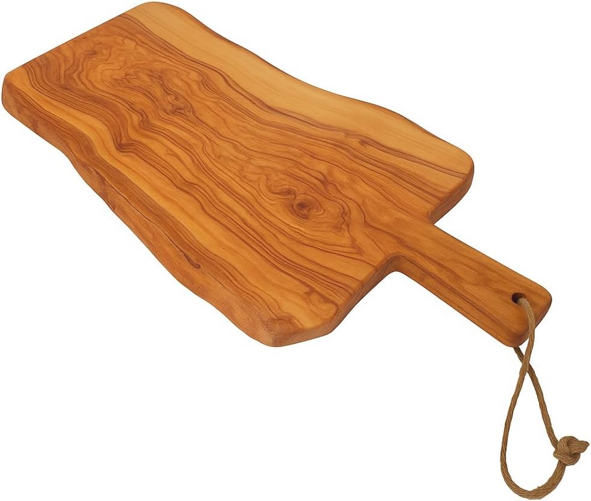 Olijfhouten snijplank met handvat - 50 x 12-15 cm - Keukenplank