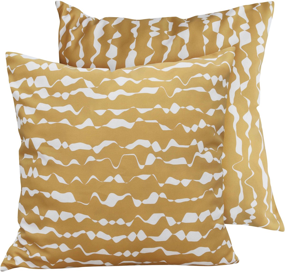 Oviala - Set van 2 vierkante polyester kussens, 45x45x8 cm, ecru en oker - Quito