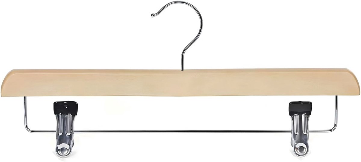 Houten Hangers voor Rokken en Broeken - Set van 20, Verstelbare Clips