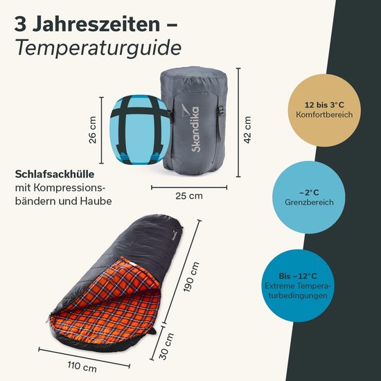 XXL Mummieslaapzak 3-Seizoenen tot -15°C met Flanellen Voering - Koppelbaar Ideaal voor Camping — afbeelding 3