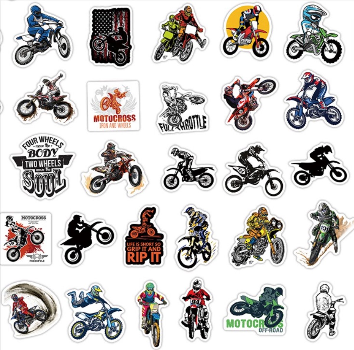 50x Motorcross stickers - Motor / Crossmoter stickers - Motorsport - Laptop / Journal stickers - Motor liefhebbers - Multicolor - Jonyx