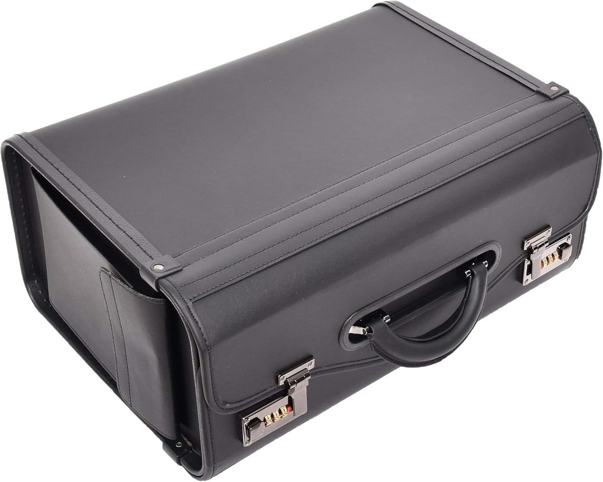 PU-kunstleer tas met frame, handvat en combinatiesloten | Ruim binnencompartiment voor laptop en accessoires