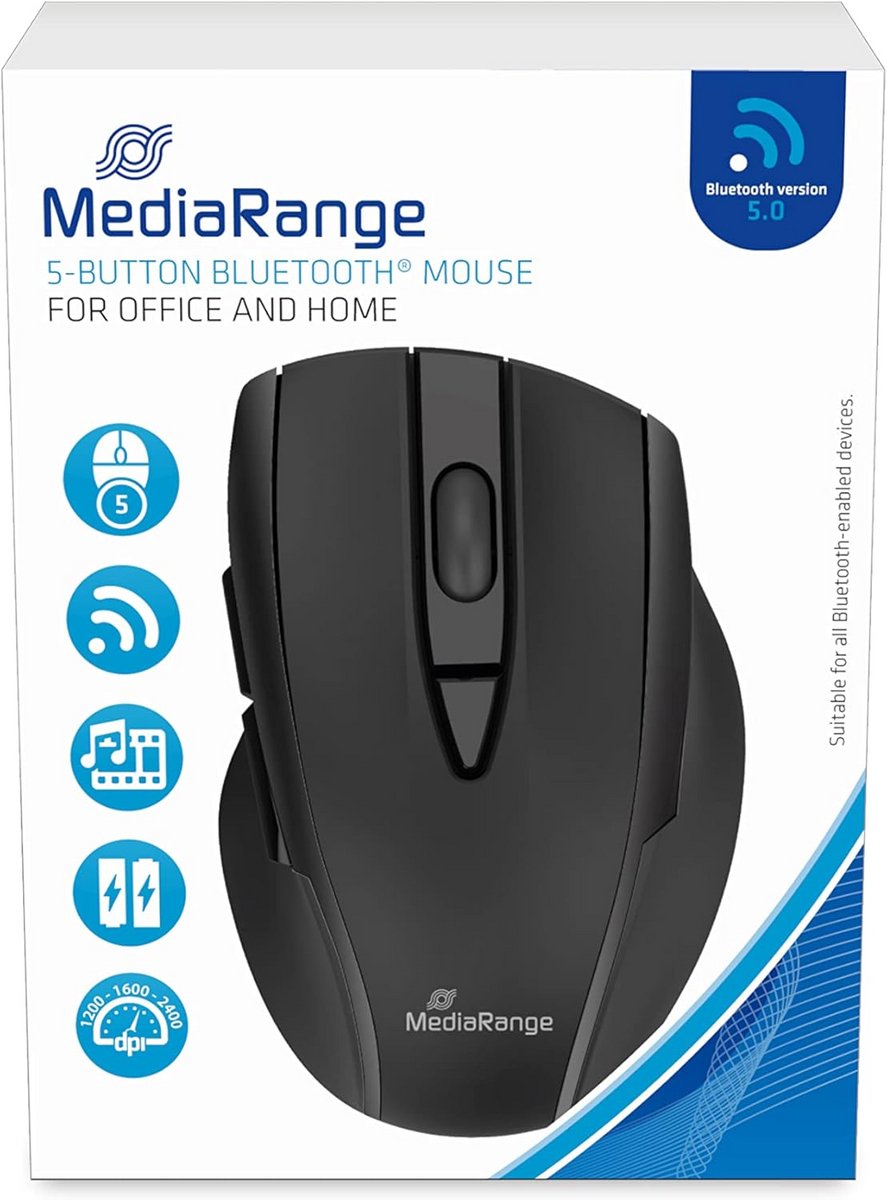 Wireless optische muis 5 toetsen zwart